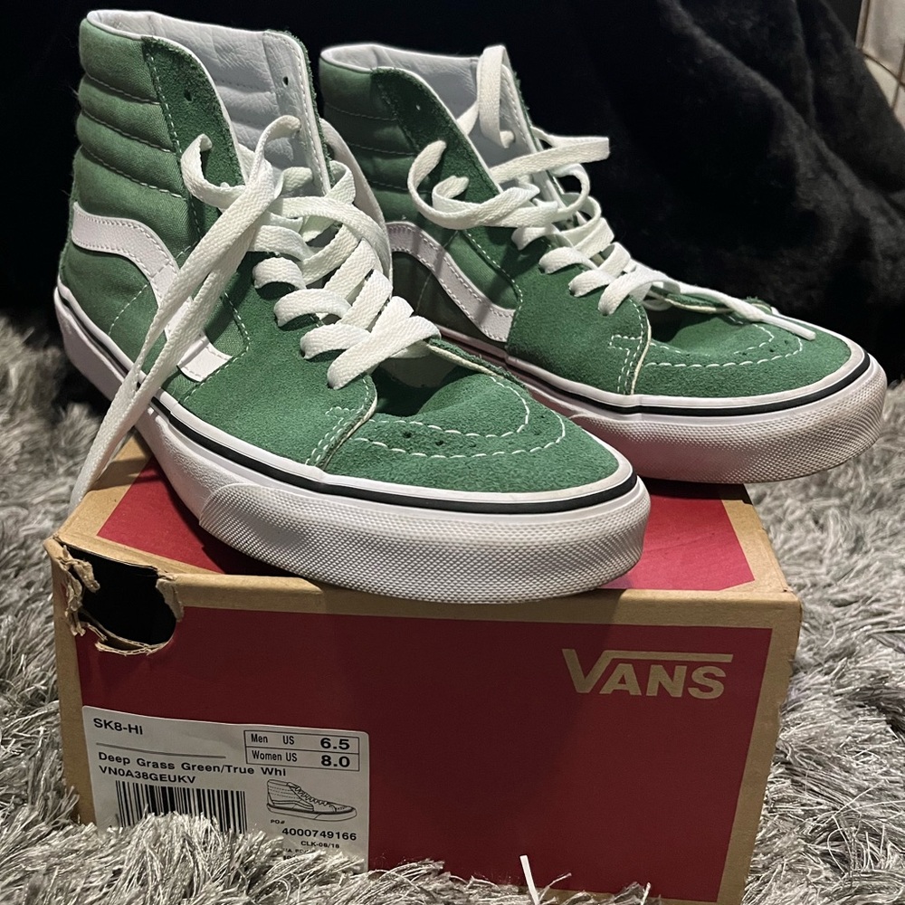 SK8-Hi Deep Grass Green & True White Suede